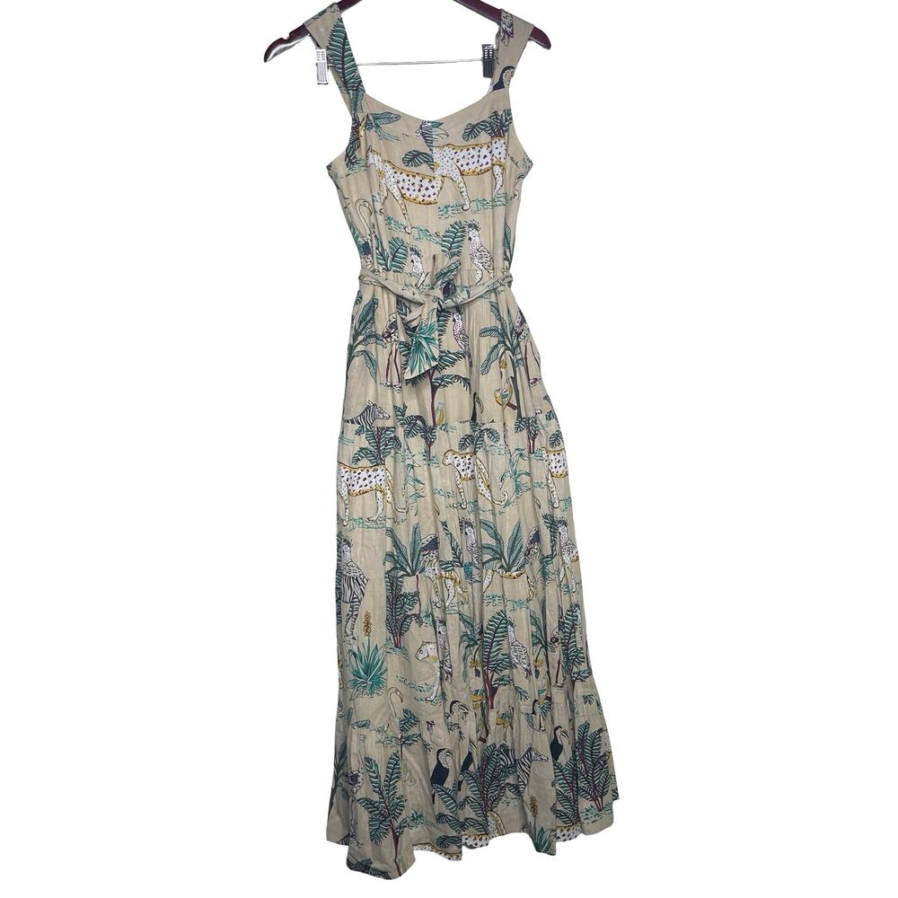 Beau & Ro Jungle leopard 100% cotton Maxi dress sz S